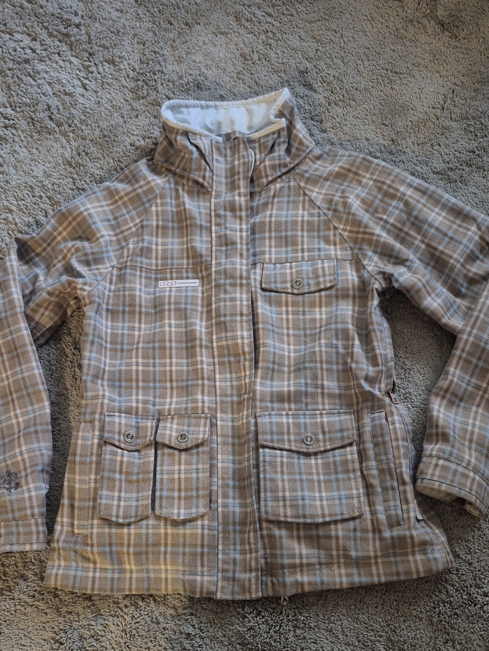 Foursquare Limited Edition Women's Plaid Ski Jacket in Beige